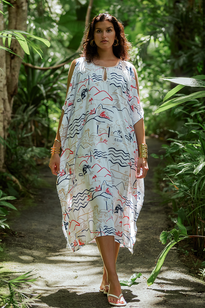 ISLAND LIFE CORAL GINA KAFTAN