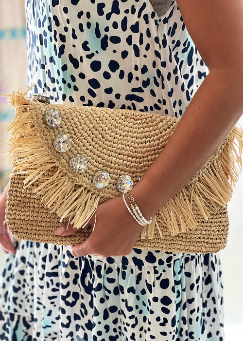 BTB LA SERA CRYSTAL CLUTCH NATURAL