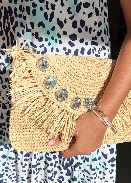 BTB LA SERA CRYSTAL CLUTCH NATURAL