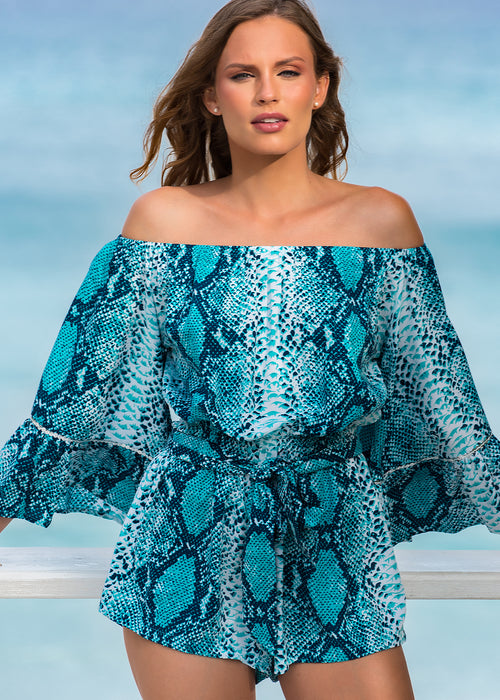 PYTHON TEAL ELLIE ROMPER