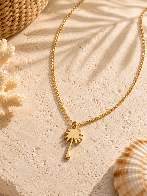 GOLD MINI PALM TREE NECKLACE