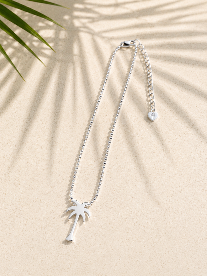SILVER PALM TREE NECKLACE