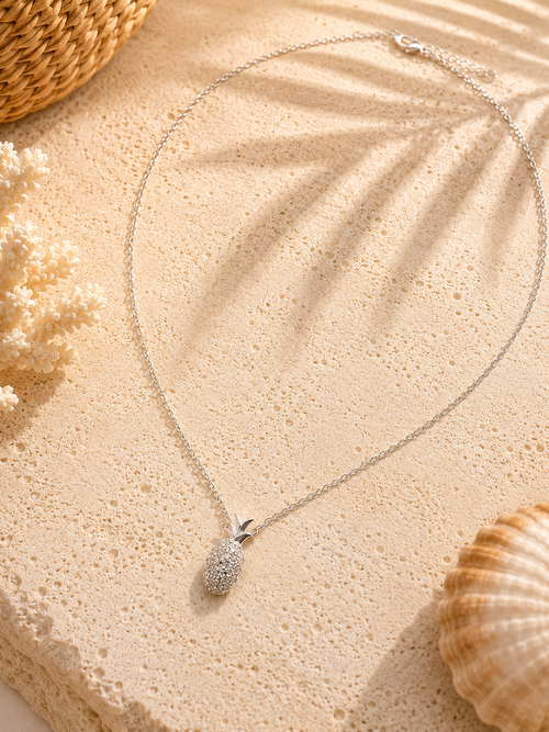 SILVER CRYSTAL PINEAPPLE NECKLACE