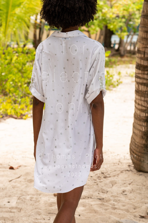 STAR GAZER WHITE MARINA SHIRT DRESS