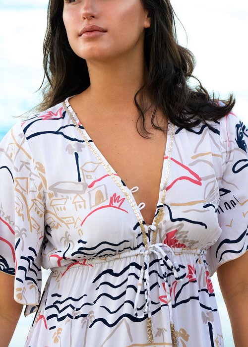 ISLAND LIFE CORAL FLOWER TUNIC