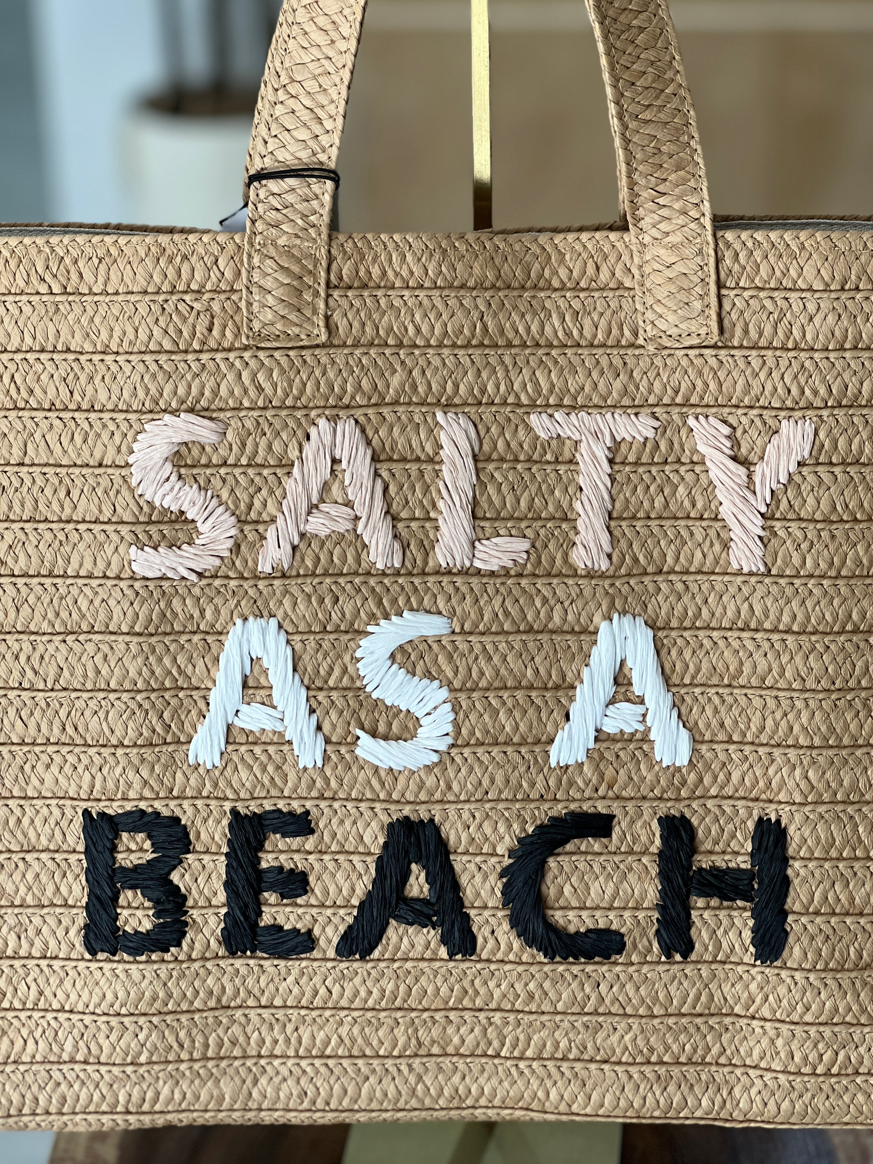 Btb Los Angeles Salty As A Beach Paper Straw Tote Bag