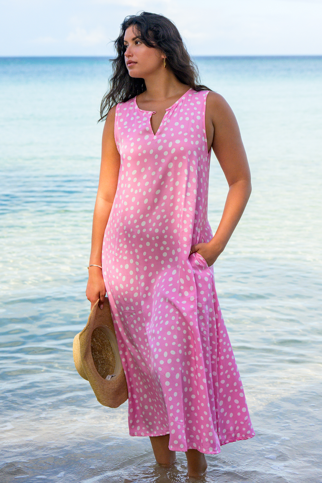 POLKA DOT PINK CASSIE MAXI