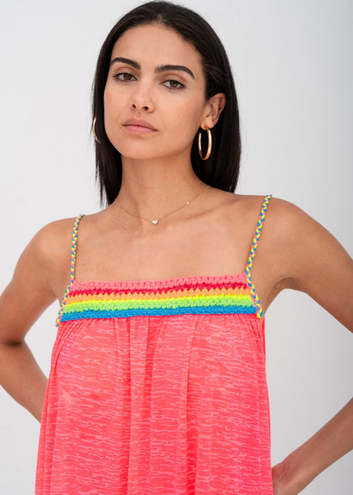 PITUSA BRAIDED LOW BACK DRESS HOT PINK