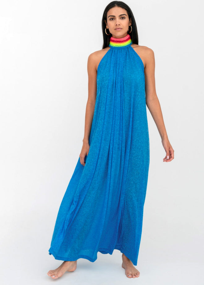 PITUSA BRAIDED NECK MAXI BLUE