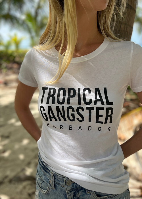WHITE BLACK TROPICAL GANGSTER TEE