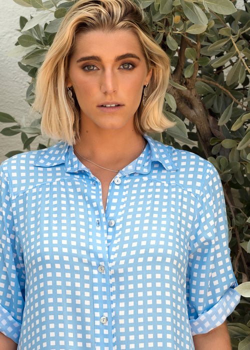MARINA SHIRT DRESS GINGHAM DENIM